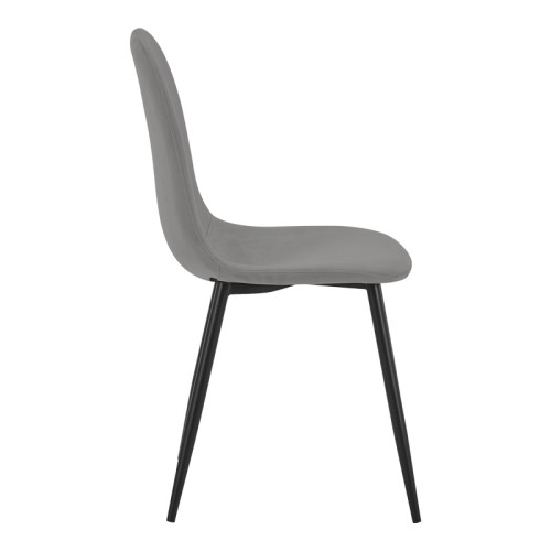 Dining chair Bella pakoworld velvet in grey color and black metal leg 43.5x52x89cm