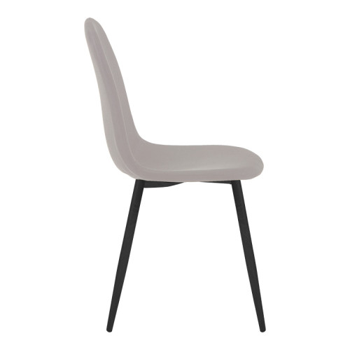 Dining chair Bella pakoworld grey fabric and black metal leg 43.5x52x89cm