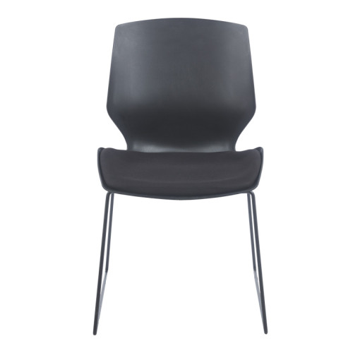 Genuine pakoworld PP-PU visitor chair in black with cushion 47x52x85cm