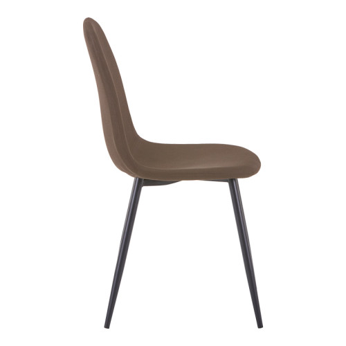 Dining chair Bella pakoworld brown fabric and black color metal leg 43.5x52x89cm