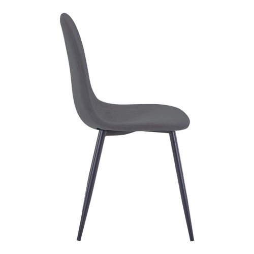 Dining chair Bella pakoworld velvet in dark grey color and black metal leg 43.5x52x89cm