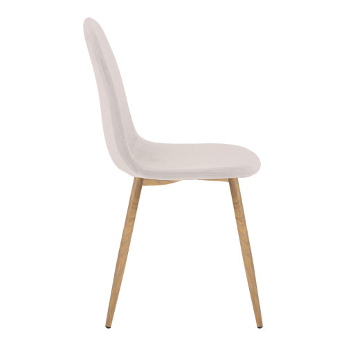 Dining chair Bella pakoworld light grey fabric and natural color metal leg 43.5x52x89cm