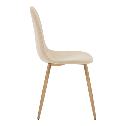 Dining chair Bella pakoworld velvet in natural color and natural metal leg 43.5x52x89cm