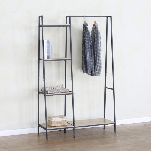 Entrance unit-shelf Herevy pakoworld in oak color with black metal 101x35x160cm