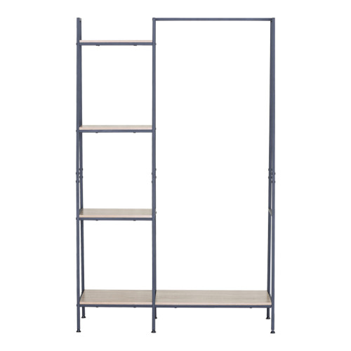 Entrance unit-shelf Herevy pakoworld in oak color with black metal 101x35x160cm