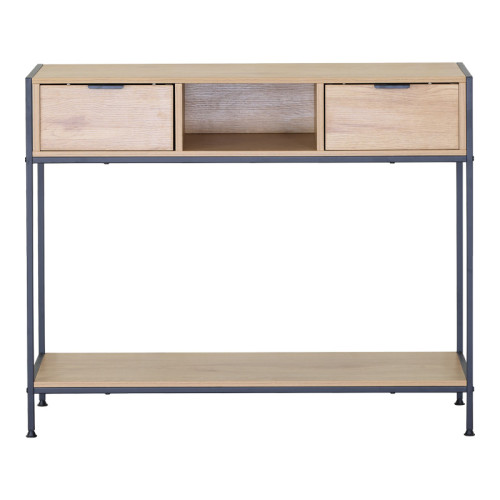 Console Regando pakoworld in oak color with black metal 100x35x80cm