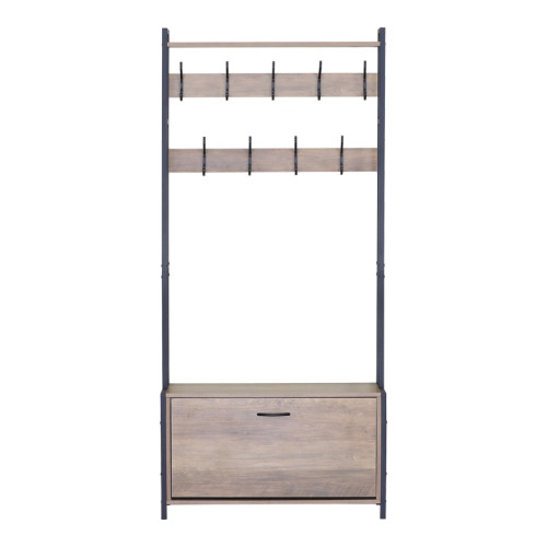 Entrance unit Ventoria pakoworld in oak color with black metal 84x30x182cm