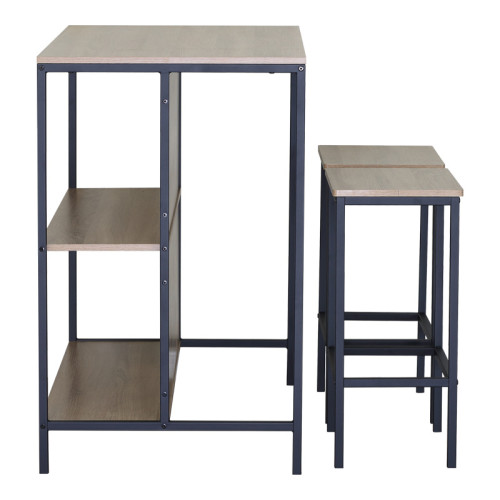 Set table bar Bailon pakoworld in oak shade with black metal 100x60x95cm