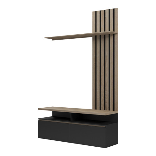 Perlento pakoworld living room set in black and sonoma color 140x41x219.5cm Perlento pakoworld living room set in black and sonoma color 140x41x219.5cm
