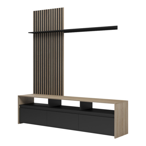 Delfina pakoworld living room set in sonoma and black color 190x40x199.5cm