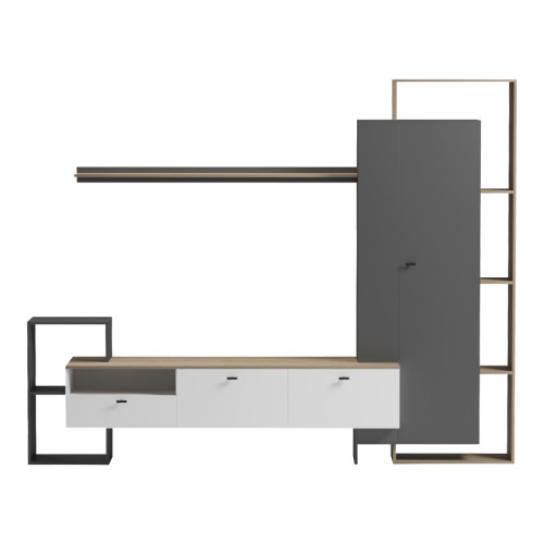 Ferefia pakoworld living room set in sonoma and white and grey color 240x45.5x189.5cm