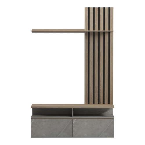 Perlento pakoworld living room set in beige marble look and sonoma color 140x41x219.5cm