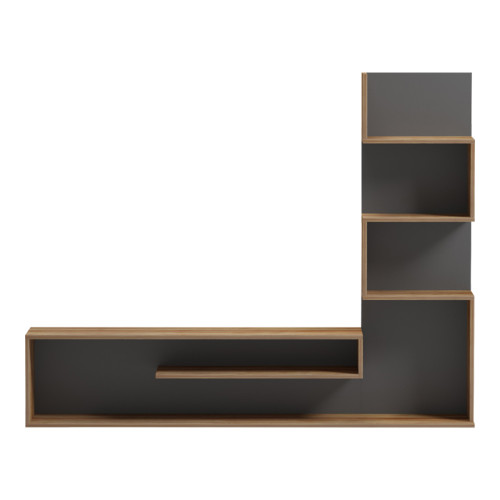 Cazenda pakoworld tv unit with bookcase in oak and grey color 160x29x126cm