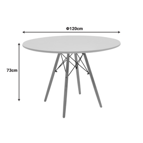Julita pakoworld table MDF white and natural beech wood D120x73cm