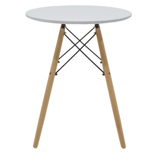 Julita pakoworld table MDF white and natural beech wood D60x73cm
