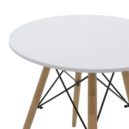 Julita pakoworld table MDF white and natural beech wood D60x73cm