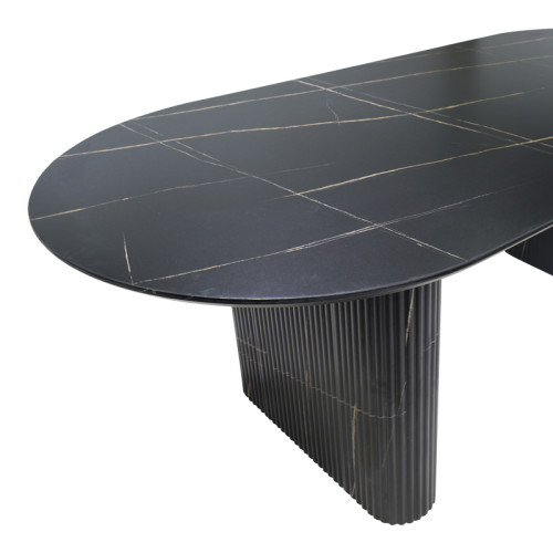 Dining table Nembou pakoworld mdf in black and gold color 210x100x76cm