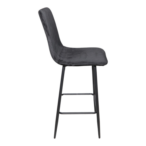 Grato bar-stool pakoworld black fabric-black metal leg 43.5x55x114cm