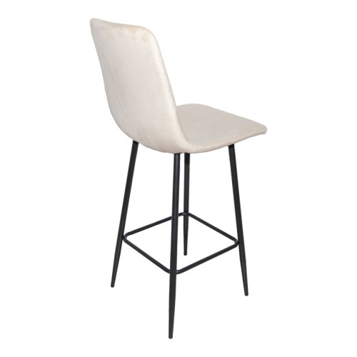 Grato bar-stool pakoworld beige fabric-black metal leg 43.5x55x114cm