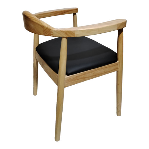 Armchair Joube pakoworld natural color rubberwood and black pu cushion 50x62x72cm