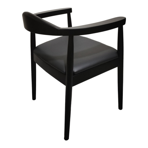 Armchair Joube pakoworld black color rubberwood and black pu cushion 50x62x72cm
