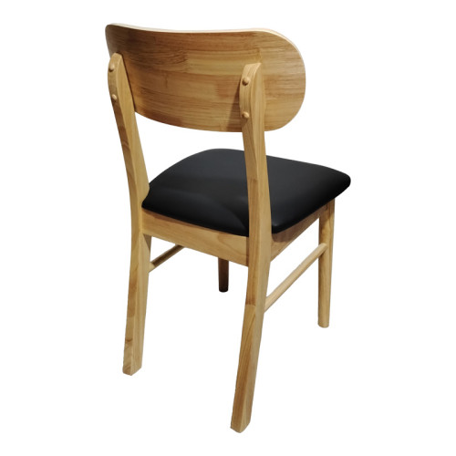 Chair Bedona pakoworld natural color rubberwood and black pu cushion 47x46x80cm
