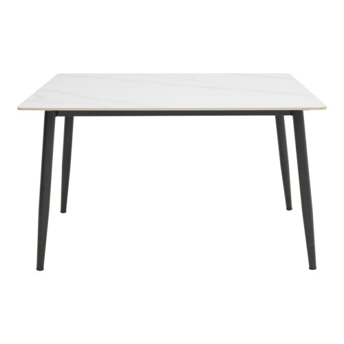 Gustas I table pakoworld white marble sintered stone-black metal 120x80x76cm