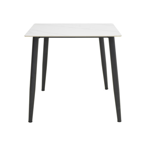 Gustas I table pakoworld white marble sintered stone-black metal 80x80x76cm