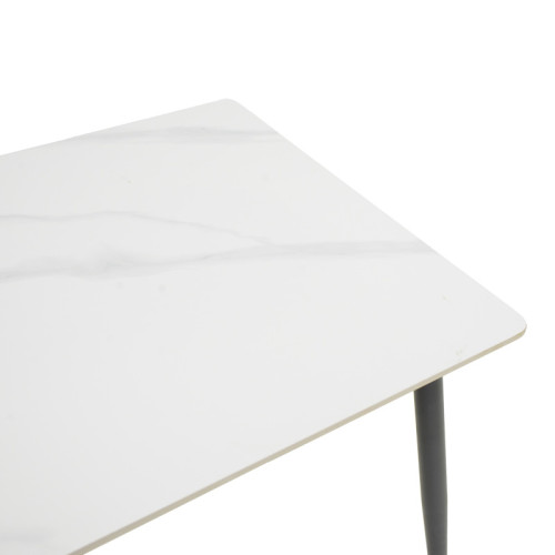 Gustas I table pakoworld white marble sintered stone-black metal 80x80x76cm