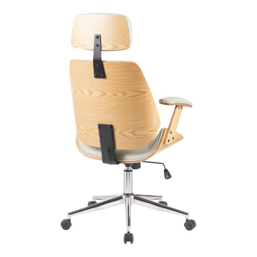 Fetseno pakoworld director s office chair beige pu-chrome base 53x56x113.5-123.5cm