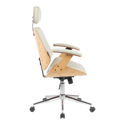 Fetseno pakoworld director s office chair beige pu-chrome base 53x56x113.5-123.5cm