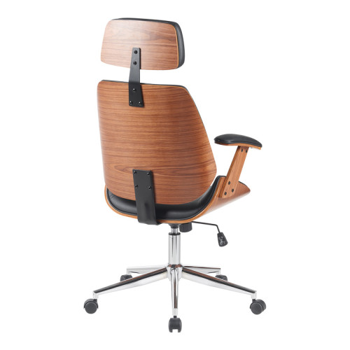 Fetseno pakoworld director s office chair black pu-chrome base 53x56x113.5-123.5cm