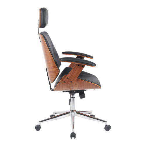 Fetseno pakoworld director s office chair black pu-chrome base 53x56x113.5-123.5cm