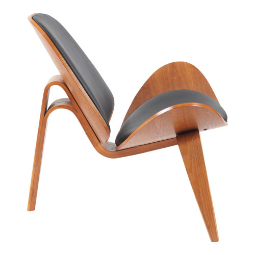 Armchair Vilma pakoworld PU black- walnut plywood 90x76.5x74.5cm