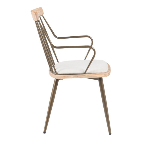 Armchair Posse pakoworld bronze metal-white wash wood-beige fabric 52x59x83cm