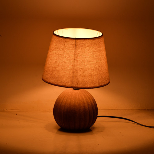 Melanie Inart E14 ceramic table lamp in grey antique - beige shade D22x30cm
