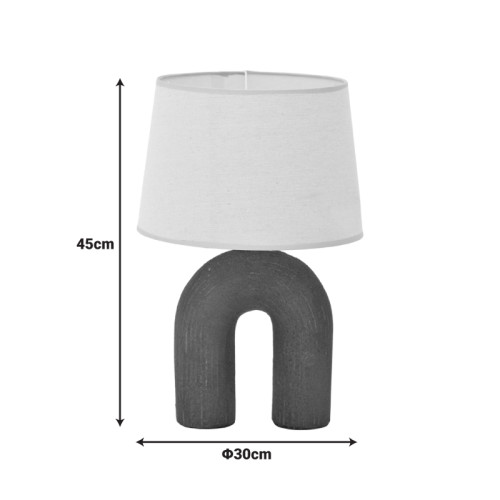 Table lamp Archo Inart E27 ceramic in black-beige shade D30x45cm