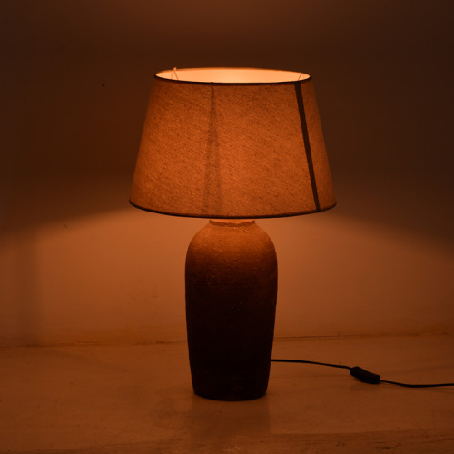 Barout Inart E27 ceramic table lamp in grey antique -beige shade D40x62cm