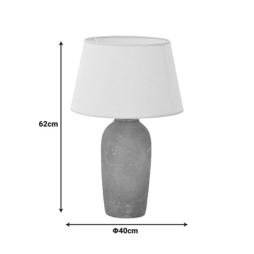 Barout Inart E27 ceramic table lamp in grey antique -beige shade D40x62cm