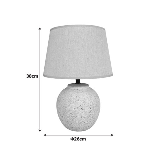 Lurata Inart E27 ceramic table lamp in beige shade Φ26x38cm