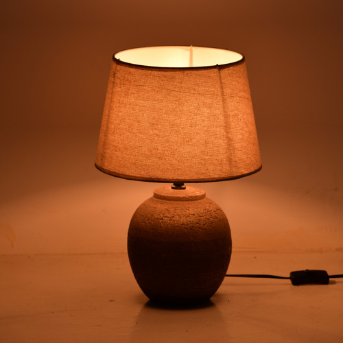 Table lamp Lurata Inart E27 ceramic in antique gray-beige shade Φ26x38cm