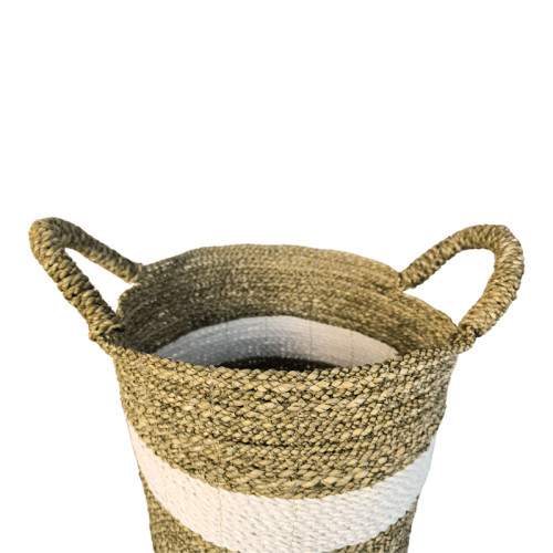 Deco basket Fesia Inart set of 3pieces natural-white color seagrass