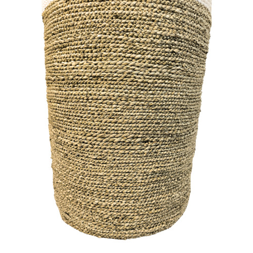Deco basket Fesia Inart set of 3pieces natural-white color seagrass