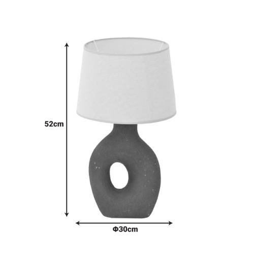 Ovola Inart E27 ceramic table lamp in grey antique-beige shade D30x52cm
