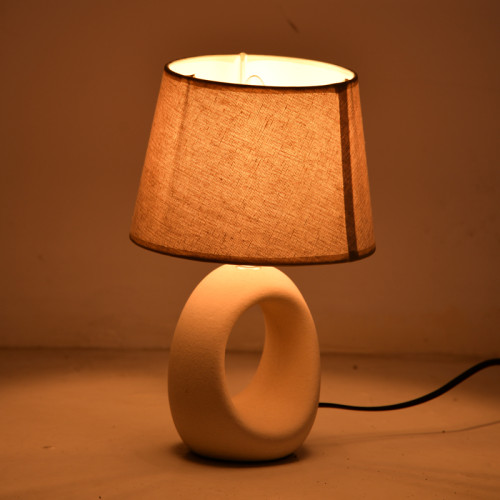 Collie Inart E14 ceramic table lamp in beige shade D18x29cm