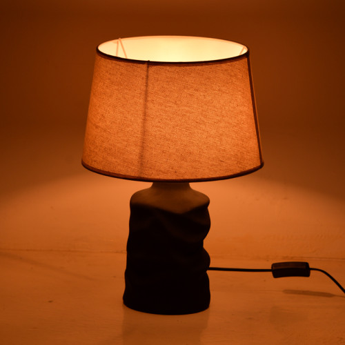 Wabbi Inart E27 ceramic table lamp in black-beige shade D28x41cm