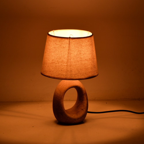 Collie Inart E14 ceramic table lamp in grey antique-beige shade D18x29cm