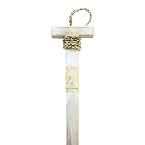 Wall decorative paddle Boon Inart mahogany wood in white-natural color 20χ3x120cm