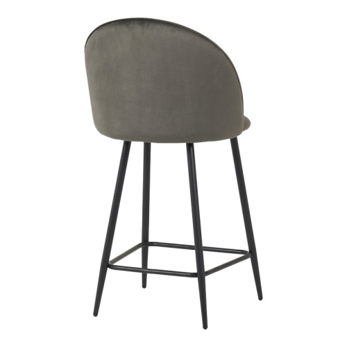 Medium height bar stool Perch pakoworld velvet in anthracite with black metal legs 50x43x99cm