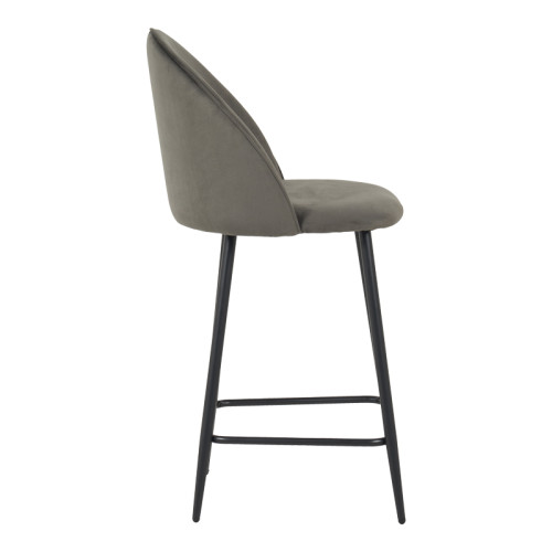 Medium height bar stool Perch pakoworld velvet in anthracite with black metal legs 50x43x99cm